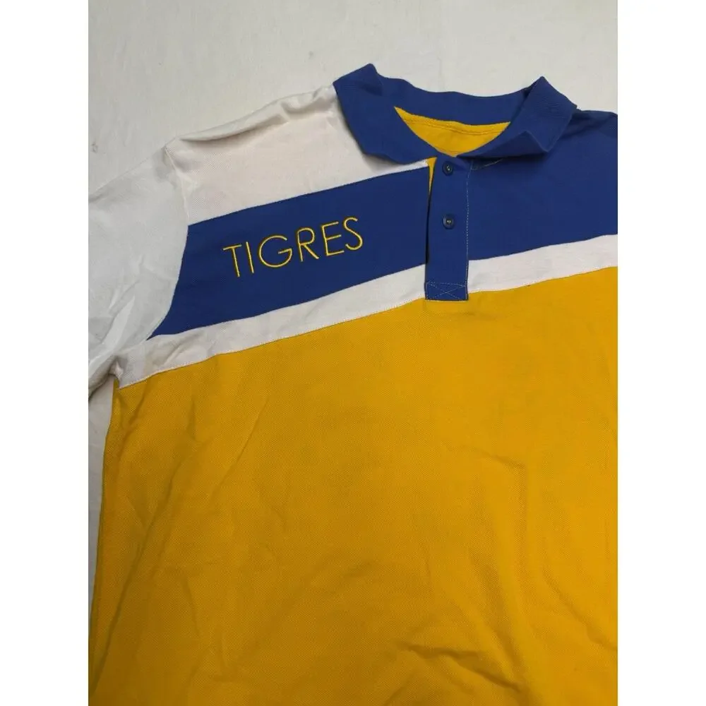 Tigres UANL Polo Shirt Men’s Size XXL Blue Yellow Retro Tigre’s Polo Shirt